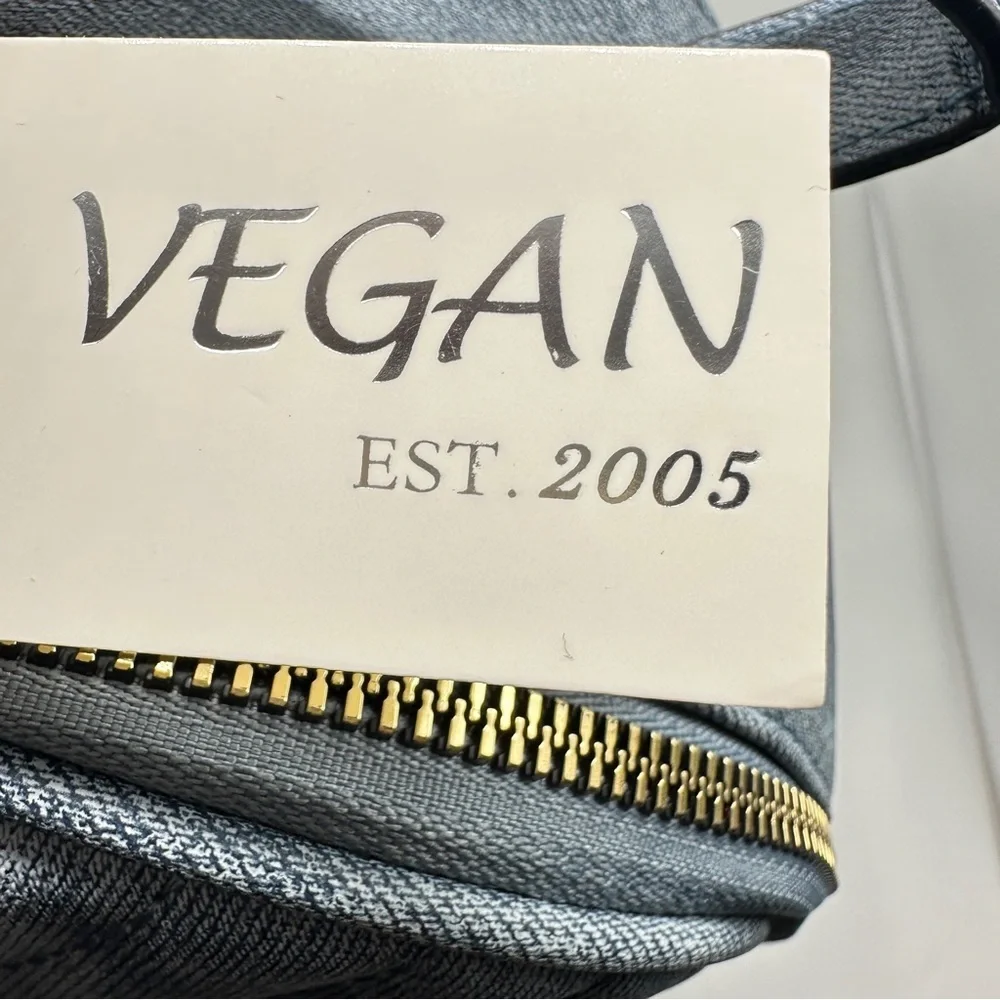 Vegan Quilted Denim Backpack – Gold Chain Accent | 100% Vegan-Friendly  ⸻